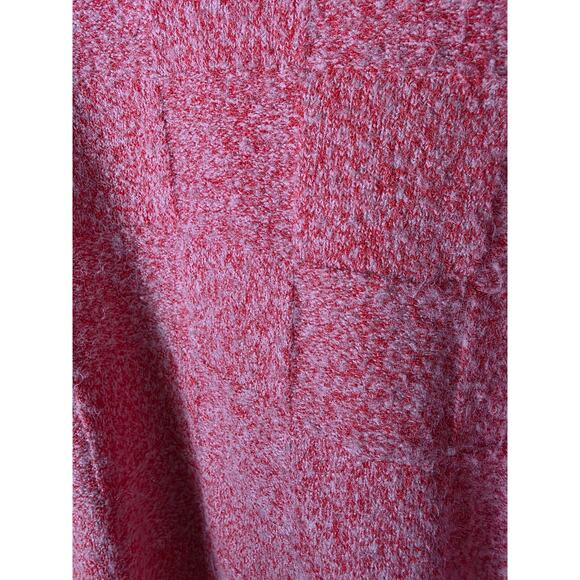 ZARA Pink Orange Heathered Checkered Boxy V-Neck Sweater SZ M - Picture 3 of 9